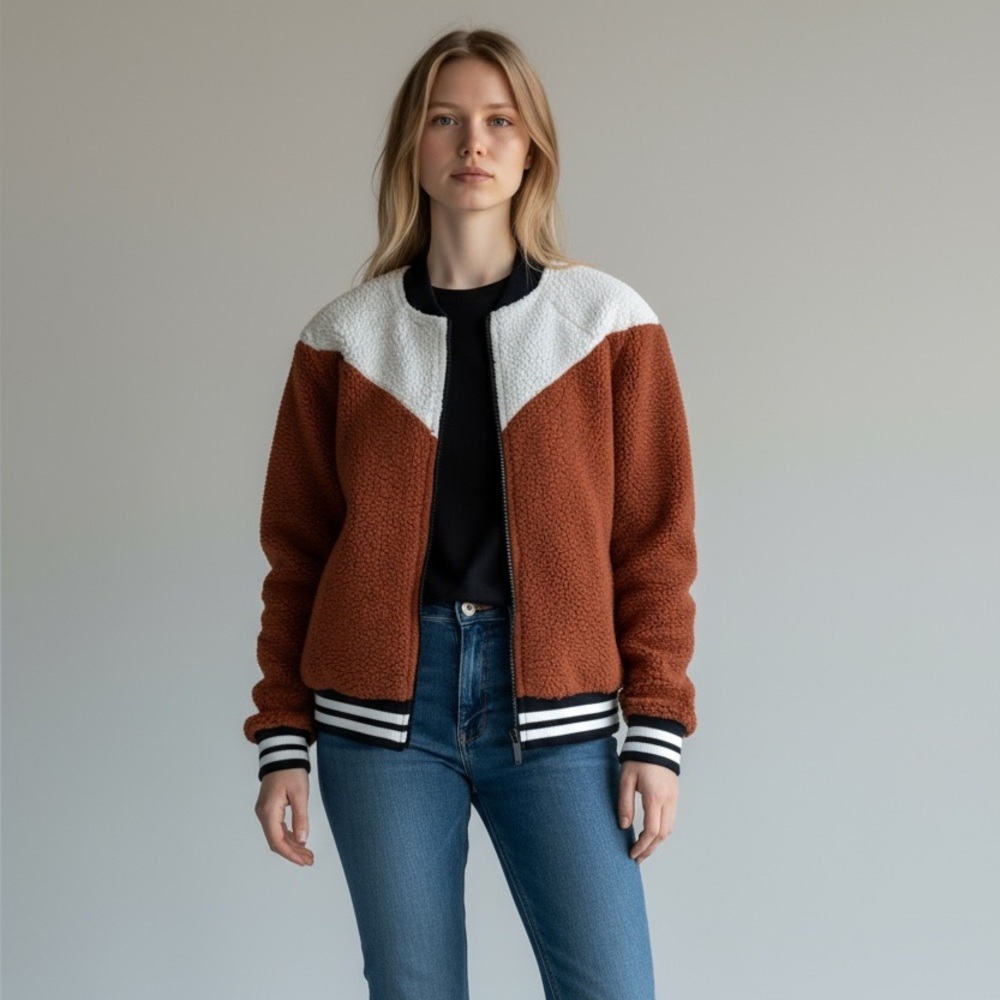Nike Sherpa Fleece Bomber | Women’s M Burnt Orange